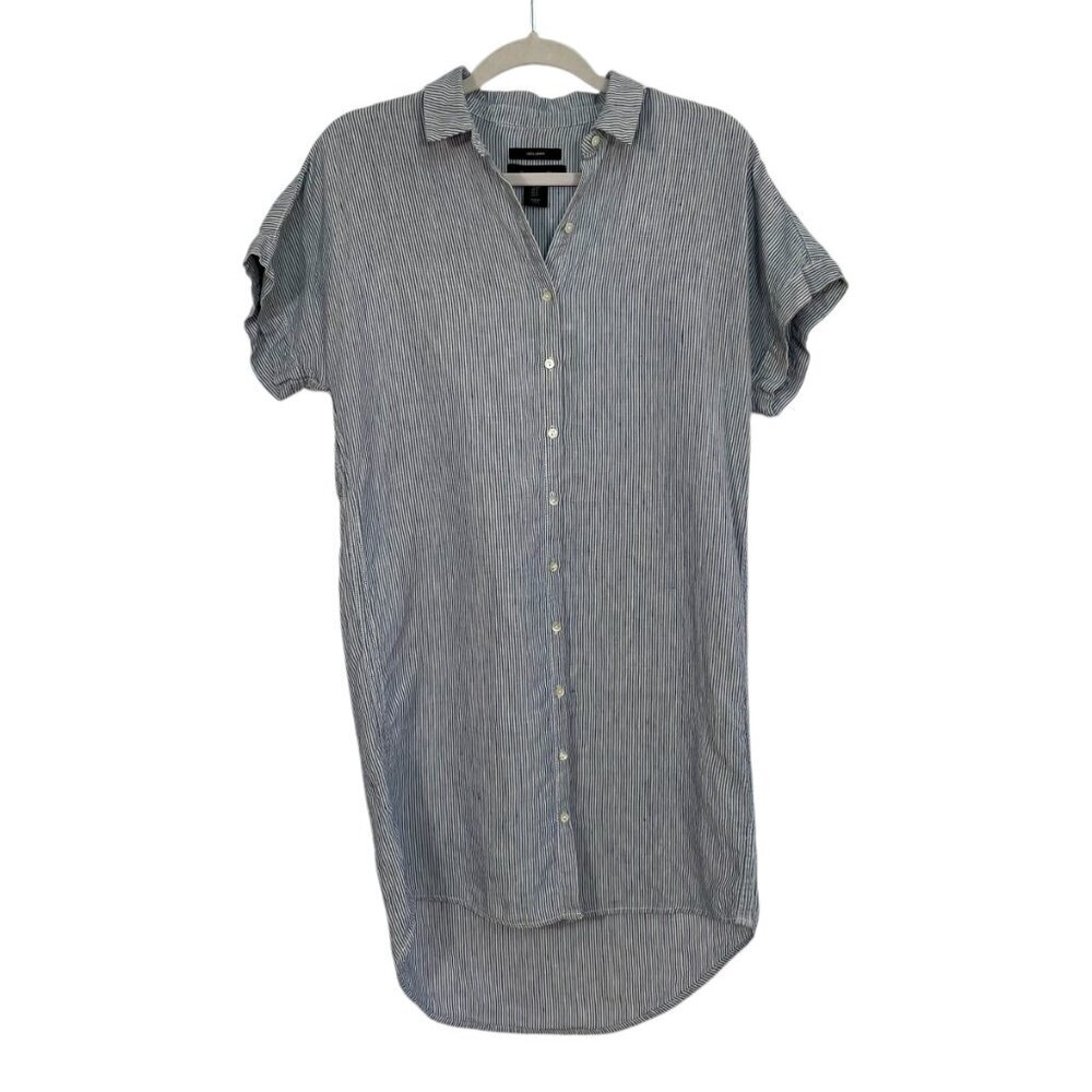Tahari 100% Linen Stripe Shirt Dress Blue White Size S - Picture 12 of 13